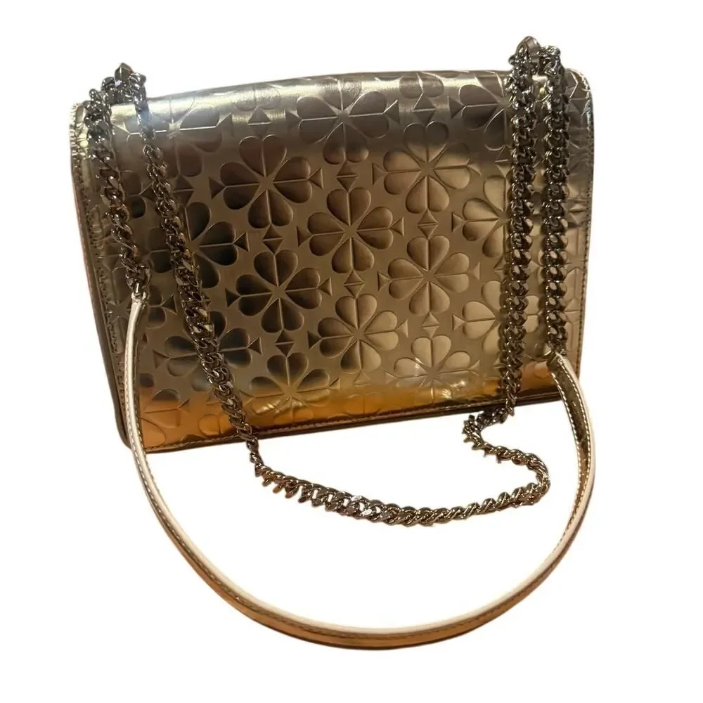 Kate Spade Amelia Spade Flower Medium Convertible Shoulder Bag – Gold Crossbody